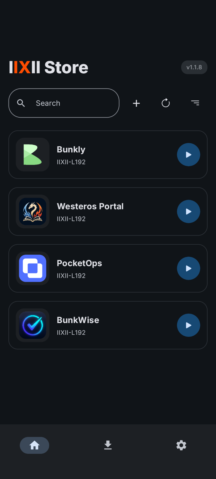 IIXII Store home screen